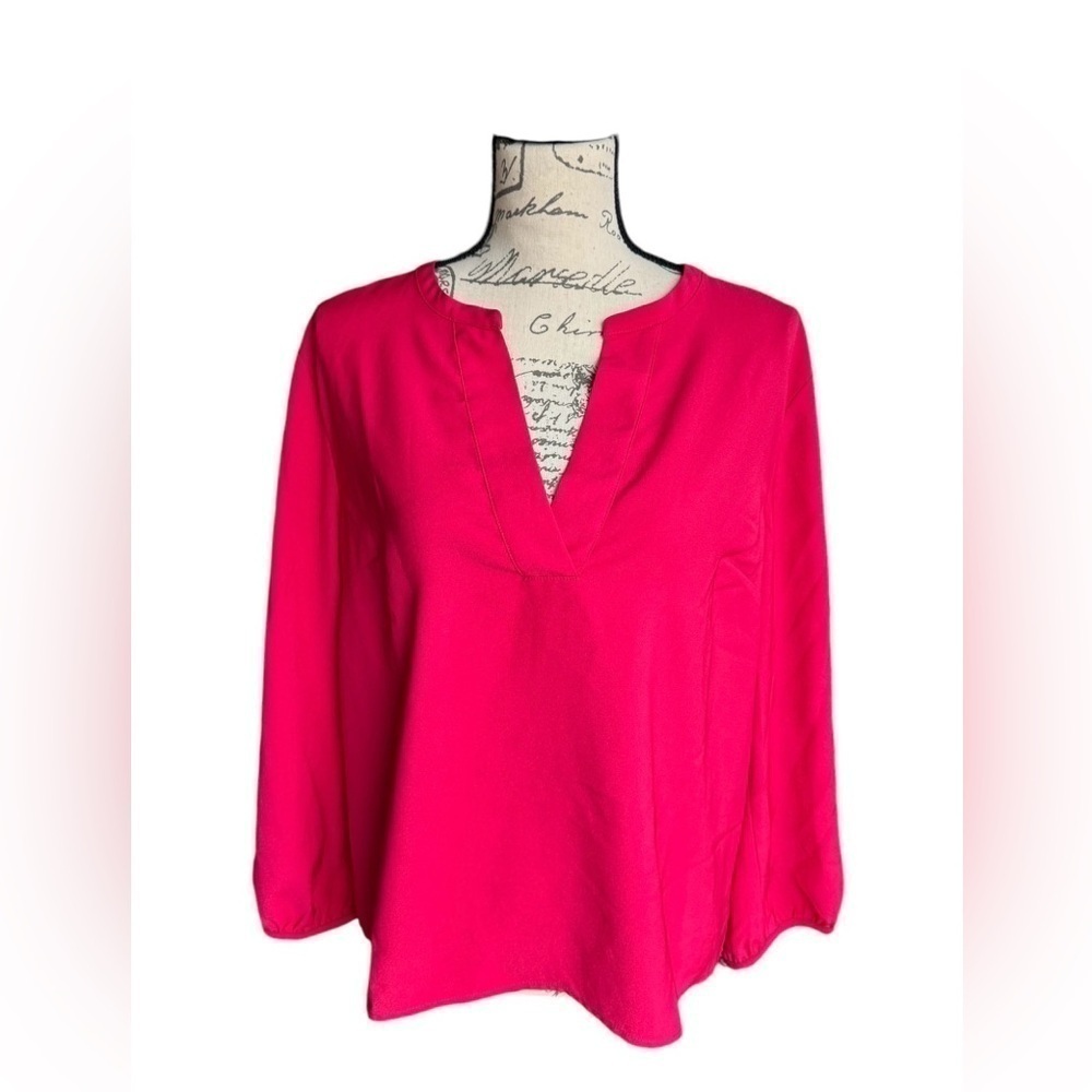 J. Crew Crepe Blouse Bright Rose Pullover Womens Size Large